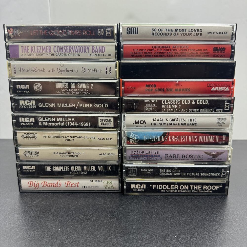 Lot of 24 Vintage Music Cassettes Tapes Mixed Genres Glenn Miller Big Band Pop